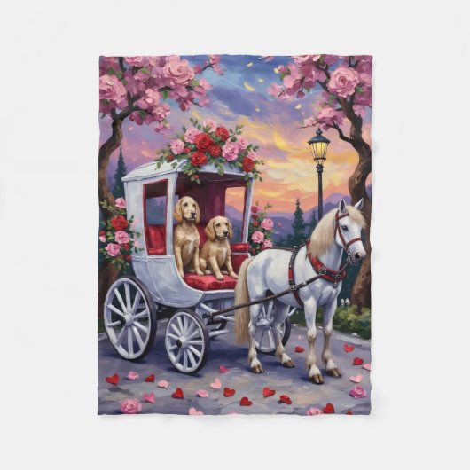 English Setter Dog Valentine's Day フリースブランケット (正面)