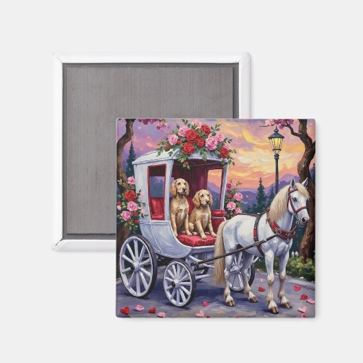 English Setter Dog Valentine's Day マグネット (正面/裏面)