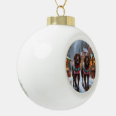 English Setter Dogs Christmas Snow Holiday セラミックボールオーナメント (左)