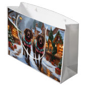 English Setter Dogs Christmas Snow Holiday ラージペーパーバッグ (裏面アングル)