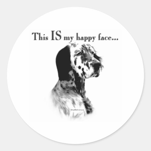 English Setter Happy顔 – ステッカー (正面)