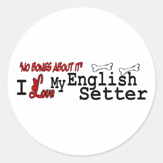 English Setter (I Love)シール ラウンドシール (正面)