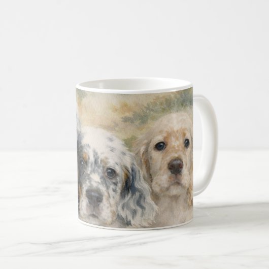 English Setter Puppies コーヒーマグカップ (正面右)
