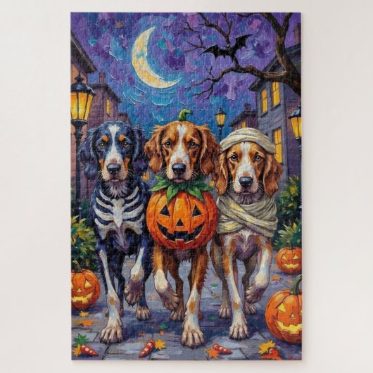English Setter Trick-or-Treating Halloween Costume ジグソーパズル (縦)