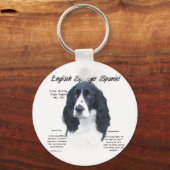 English Springerスパニエル犬(blk)履歴デザイン キーホルダー (正面)