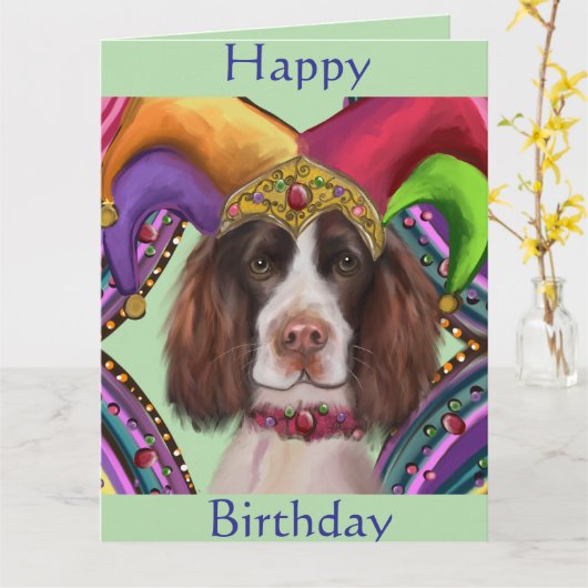 ENGLISH SPRINGER SPANIEL  カード (黄色い花)