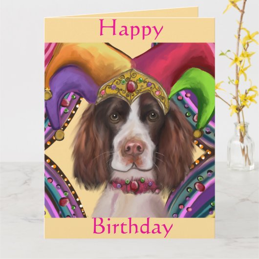 ENGLISH SPRINGER SPANIEL  カード (黄色い花)