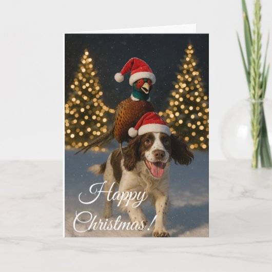 English Springer Spaniel Christmas greeting card シーズンカード (正面)