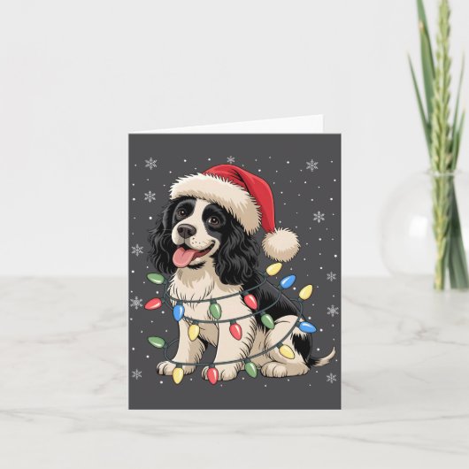 English Springer Spaniel Dog Christmas Tree Lights カード (正面)