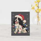 English Springer Spaniel Dog Christmas Tree Lights カード (黄色い花)