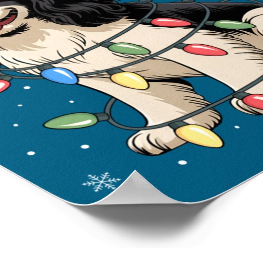 English Springer Spaniel Dog Christmas Tree Lights ポスター (角)