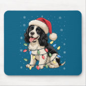 English Springer Spaniel Dog Christmas Tree Lights マウスパッド (正面)