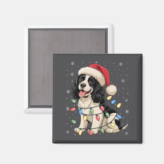 English Springer Spaniel Dog Christmas Tree Lights マグネット (正面/裏面)