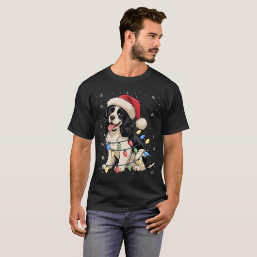 English Springer Spaniel Dog Christmas Tree Lights Tシャツ (正面フル)