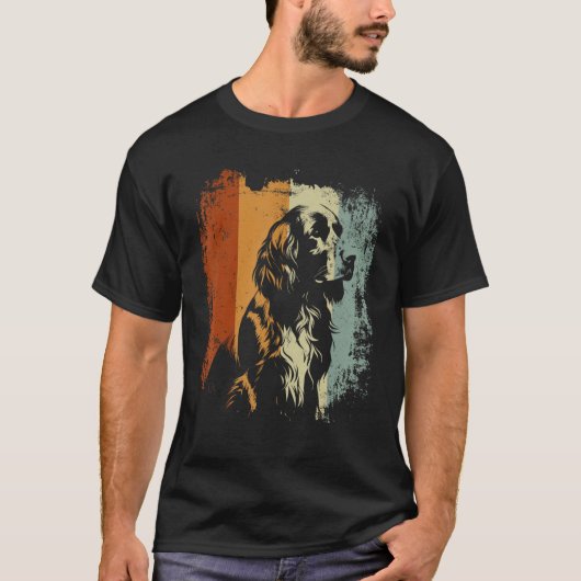 English Springer Spaniel Dog Retro Style Tシャツ (正面)
