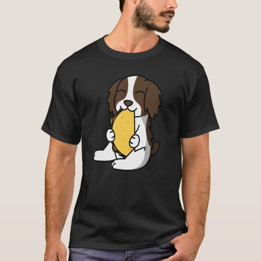 English Springer Spaniel Eating A Taco Dog Tシャツ (正面)