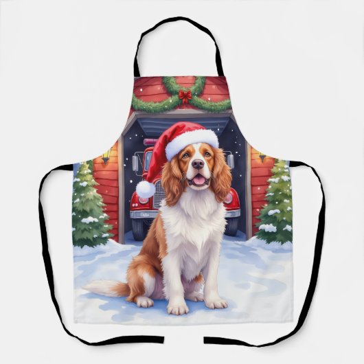 English Springer Spaniel Fire Station Santa エプロン (正面)