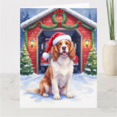 English Springer Spaniel Fire Station Santa カード (正面)