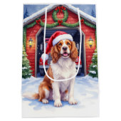 English Springer Spaniel Fire Station Santa ミディアムペーパーバッグ (裏面)