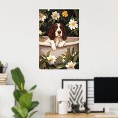 English Springer Spaniel In Bathtub Poster, Funny ポスター (ホームオフィス)