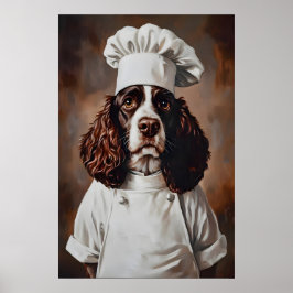 English Springer Spaniel In Chefs Hat Poster, Pet ポスター