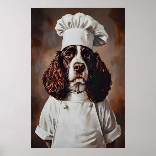 English Springer Spaniel In Chefs Hat Poster, Pet ポスター (正面)