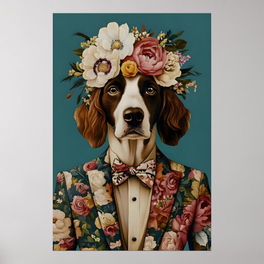 English Springer Spaniel In Suit Poster, Springer ポスター (正面)