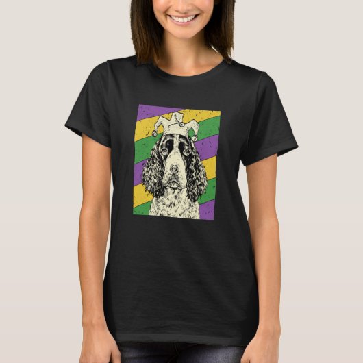 English Springer Spaniel Jester Mardi Gras Dog Mom Tシャツ (正面)