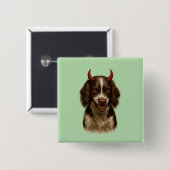 English Springer Spaniel looking devilish badges 缶バッジ (正面&裏面)