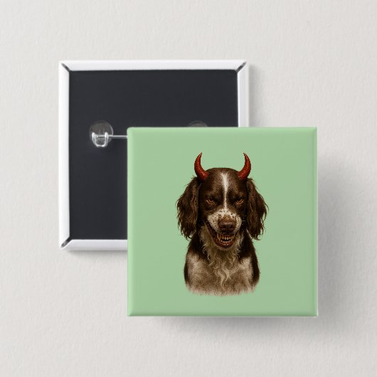 English Springer Spaniel looking devilish badges 缶バッジ (正面&裏面)