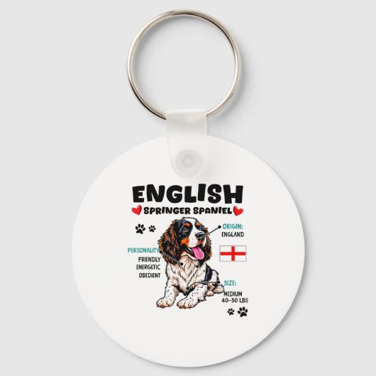 English Springer Spaniel Owner Funny Dog Lover  キーホルダー (正面)