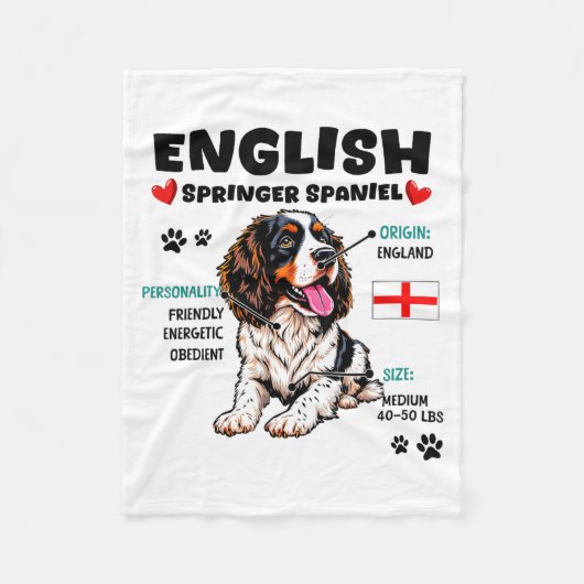 English Springer Spaniel Owner Funny Dog Lover フリースブランケット (正面)