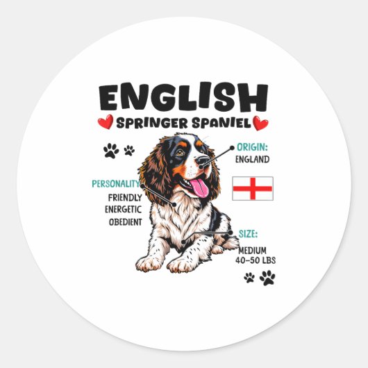 English Springer Spaniel Owner Funny Dog Lover  ラウンドシール (正面)