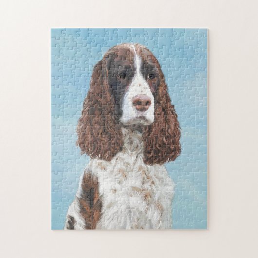 English Springer Spaniel Painting Original Dog Art ジグソーパズル (縦)