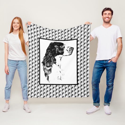 English Springer Spaniel Vintage Dog Art フリースブランケット (インサイチュ)