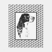 English Springer Spaniel Vintage Dog Art フリースブランケット (正面)