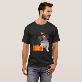English Springer Spaniel Witch Hat Halloween Dog C Tシャツ (正面フル)