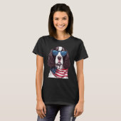 English Springer Spaniel with USA Flag 4th of July Tシャツ (正面フル)