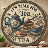  English tea room Teapot and scones kitchen ラージ壁時計