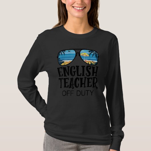English Teacher Off Duty Sunglasses Palm Tree Beac Tシャツ (正面)