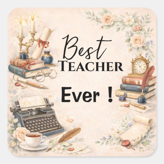 English Teacher Thank You Gift End of School Year スクエアシール (正面)