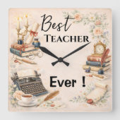 English Teacher Thank You Gift End of School Year スクエア壁時計 (正面)
