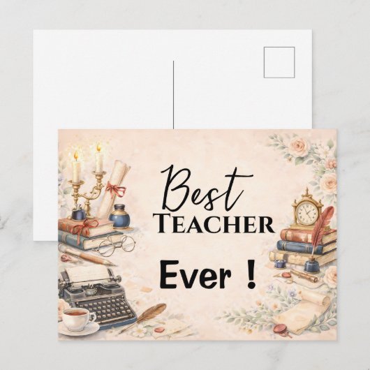 English Teacher Thank You Gift End of School Year ポストカード (正面/裏面)