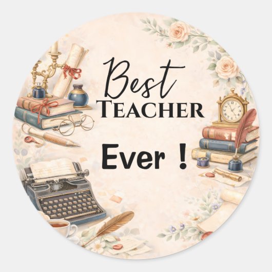 English Teacher Thank You Gift End of School Year ラウンドシール (正面)