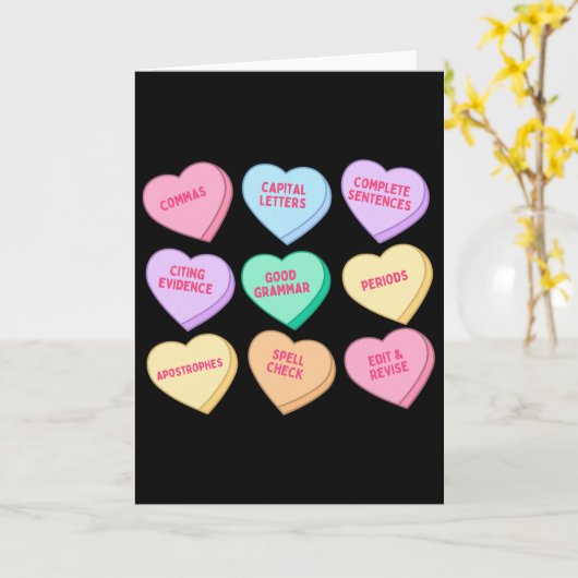 English Teacher Valentines Candy Heart English Gra カード (黄色い花)