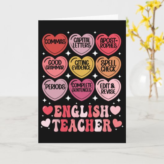 English Teacher Valentine's Day Grammar Ela Teache カード (黄色い花)