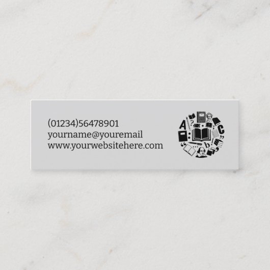 English Tutorブックマークチュートリアル先生 スキニー名刺 (裏面)