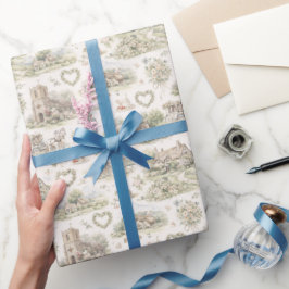 English Village Wedding Watercolor Pattern ラッピングペーパー