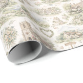 English Village Wedding Watercolor Pattern ラッピングペーパー (ロールコーナー)