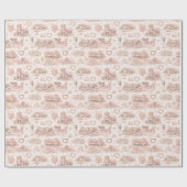 English Village Wedding Watercolor Pattern Pink ラッピングペーパー (フラット)